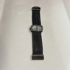 WOMAN'S WATCH WITH A RECTANGULAR FACE AND A MULTI STRAND BLACK CHAIN