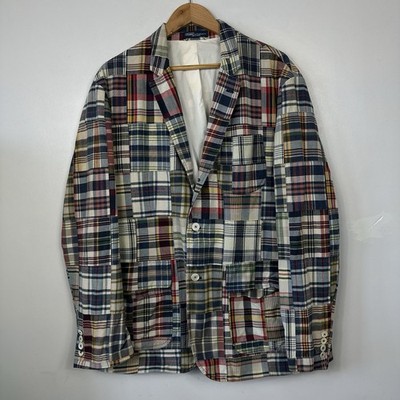 Polo Ralph Lauren Chore Jacke Blazer, Patchwork Karo Madras, RRL, Herren XL