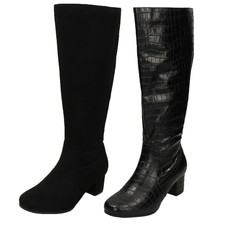 Donna Spot On Sintetico Zip Extra Largo Stivali Alti Al Ginocchio
