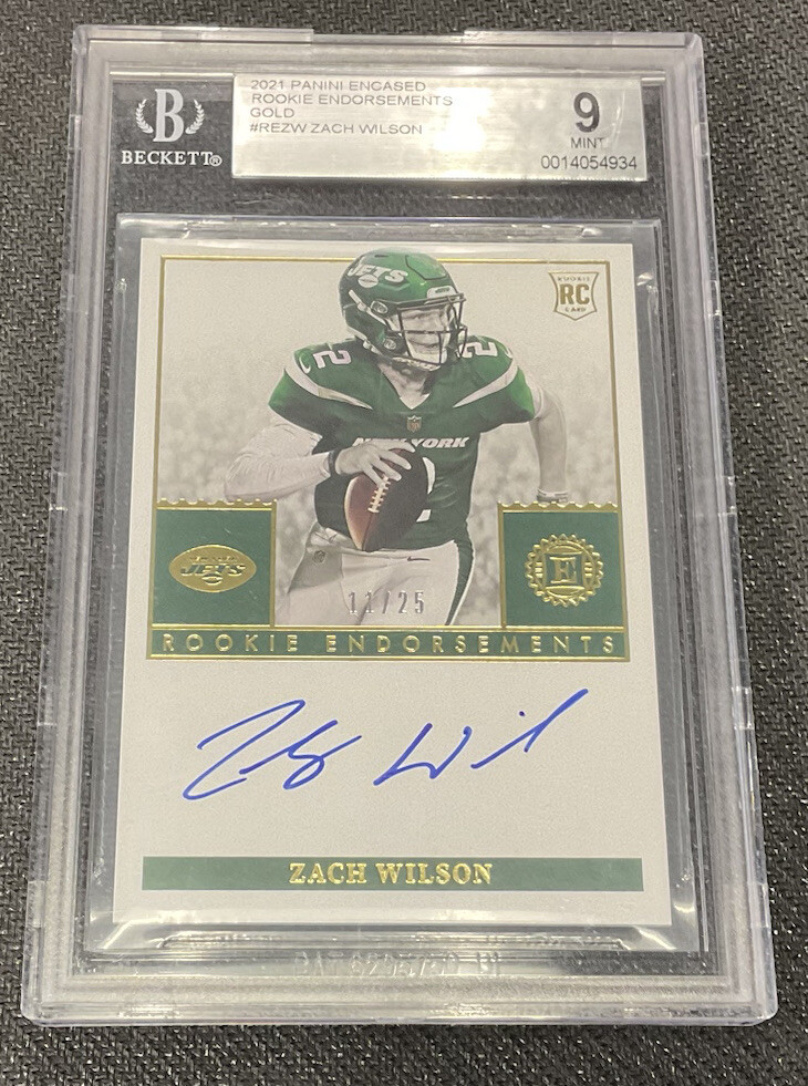 Zach Wilson Panini Encased Rookie Endorsements #REZW Gold