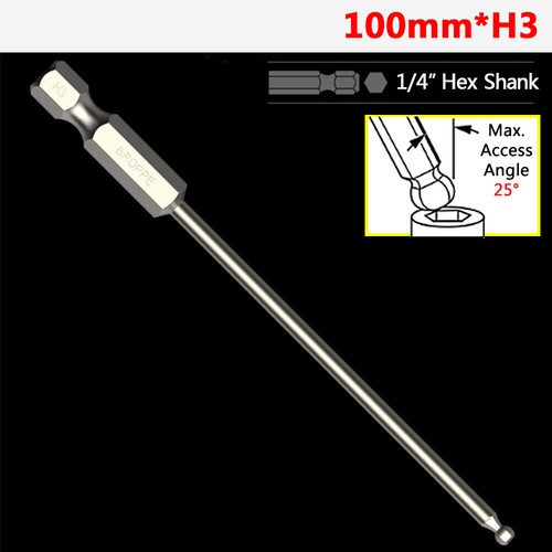 65/100/150mm Ball-End Hex Screwdriver Bit Set 1/4" Hex Shank H2.5 H3 H4 H5 H6 H8 - Picture 21 of 30