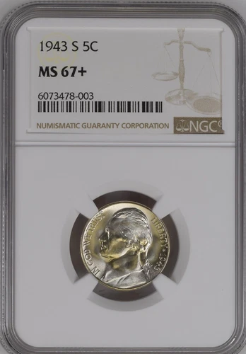 1943-S  5C  Jefferson Nickel NGC MS67+  6073478-003