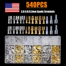 540PC Assortment Electrical Wire Crimp Connectors Male Female Spade Terminal Kit