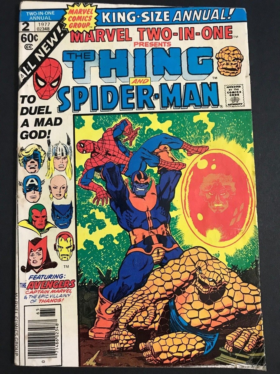 Spider-Man Thanos Avengers 1977年comic MARVEL TWO-IN-ONE ANNUAL #2 THE THING SPIDER-MAN DEATH OF