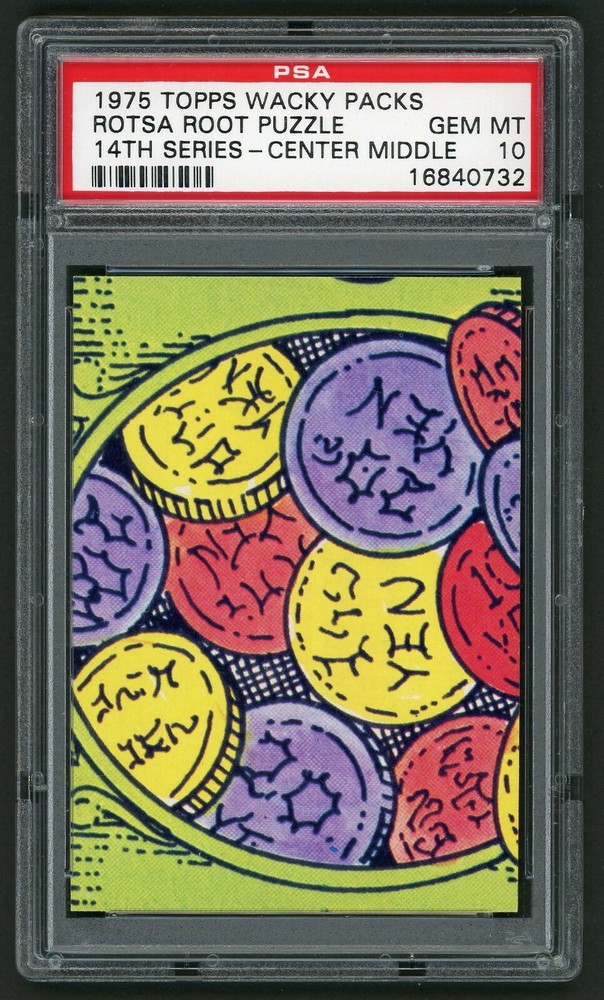 1975 Topps Wacky Packages Rotsa Root Candy PSA 10 GEM MT Puzzle Checklist CM14