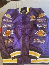 Los Angeles Lakers NBA Multiple Logo Satin Jacket Large Brand New