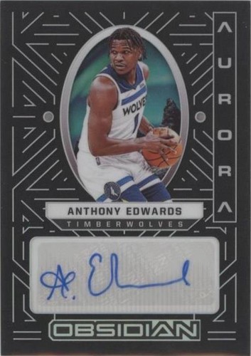 Anthony Edwards 2021-22 Panini Obsidian Aurora Purple Auto Card 