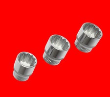 3 Stück Kurze 1/2" Stecknuss Steckschlüssel 12-KANT Nuss Gr. 17mm 19mm 22mm YT