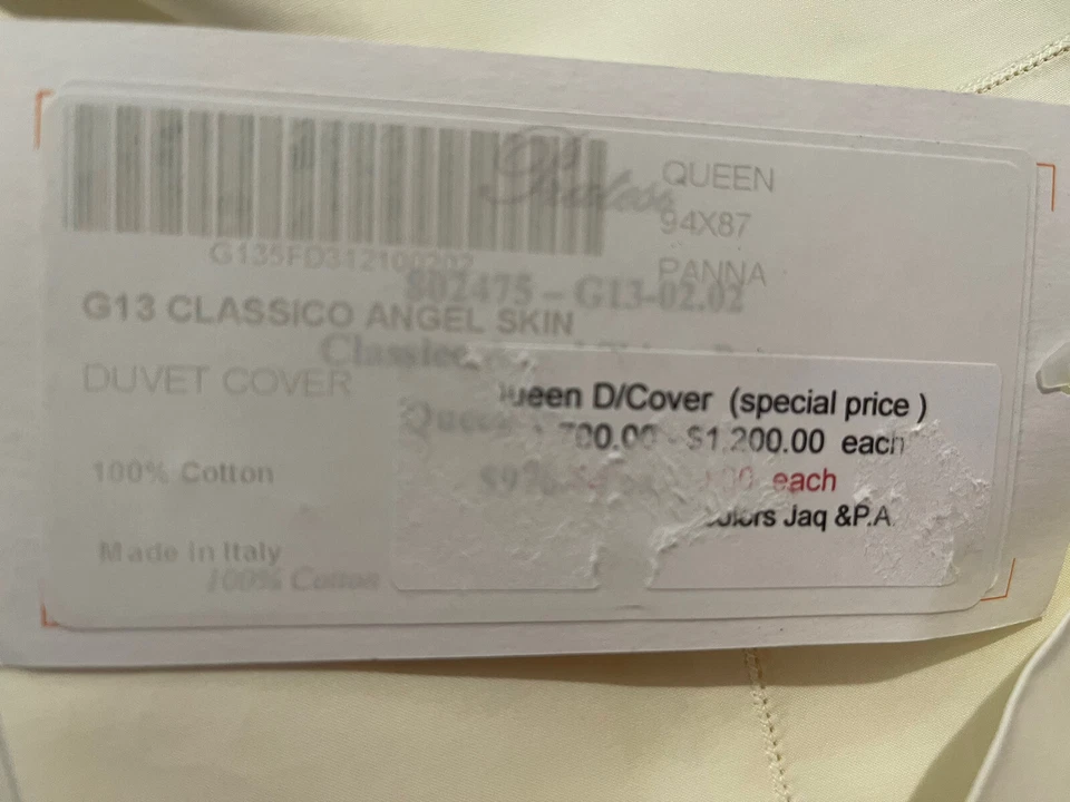 Funda nórdica Pratesi Italia nueva con etiquetas piel de ángel Panna Queen 100 % algodón marfil Foto 3 de 4