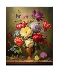 Butterflies Painting-Flowers And Butterflies Oil Painting Printed on canvas-02