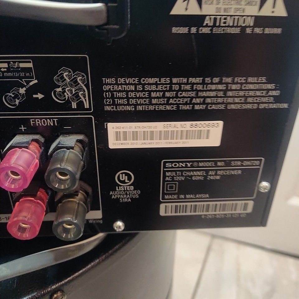 Sony AV Stereo Receiver STR-DH720 Channel Home No Remote With Power ...