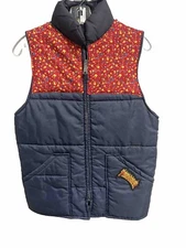 Vintage 80’s Puffy Navy Upcycle Vest Pockets Thrasher S/M Cute Hip Desert Gorp