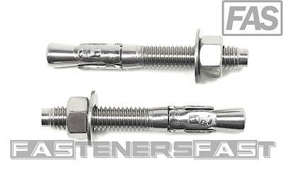 (10) 3/8'' x 3'' Stainless Steel Concrete Wedge Anchor 3/8-16 x 3'' 304 Stainless