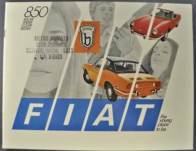 1970 Fiat 850 Catalog Brochure Spider Sport Coupe Sedan Excellent Original 70