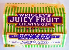Original Vintage 1923-24 Wrigley's Chewing Gum Juicy Fruit Wrapper 1 Stick 