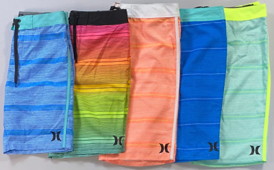 Boy's Youth Hurley Sits Above the Knee Boardshorts Thin Stripe Swim NEW