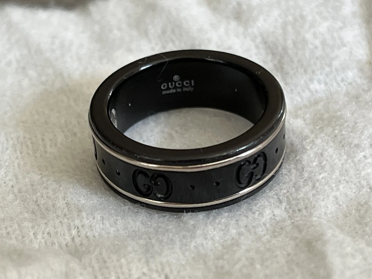 GUCCI Icon Thin Band Black Corundum White Gold size 11 EU 5.75