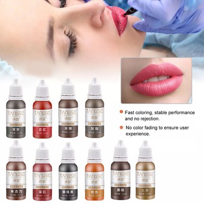 Semi Permanent Makeup Tattoo Ink Kit Lip Eyebrow Eyeliner Pigment Set 15ML --