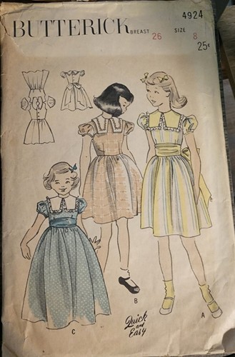 Lot of 9 Vintage 40s 50s Children's Dress Sewing Patterns Sizes 7 & 8 - Picture 3 of 10