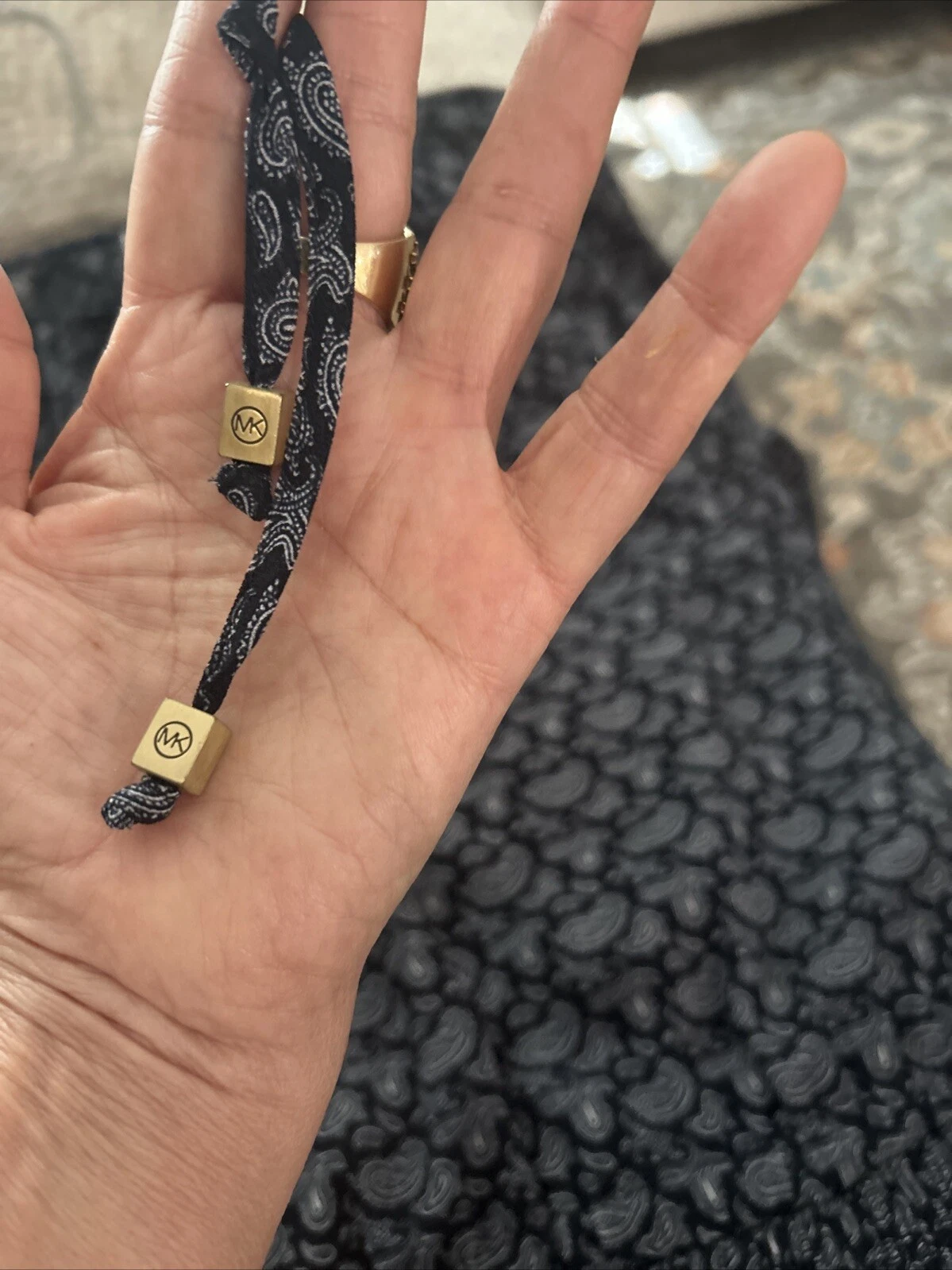 Abito Michael Michael Kors blu navy bianco paisley taglia M foderato scollo cravatta plissettato