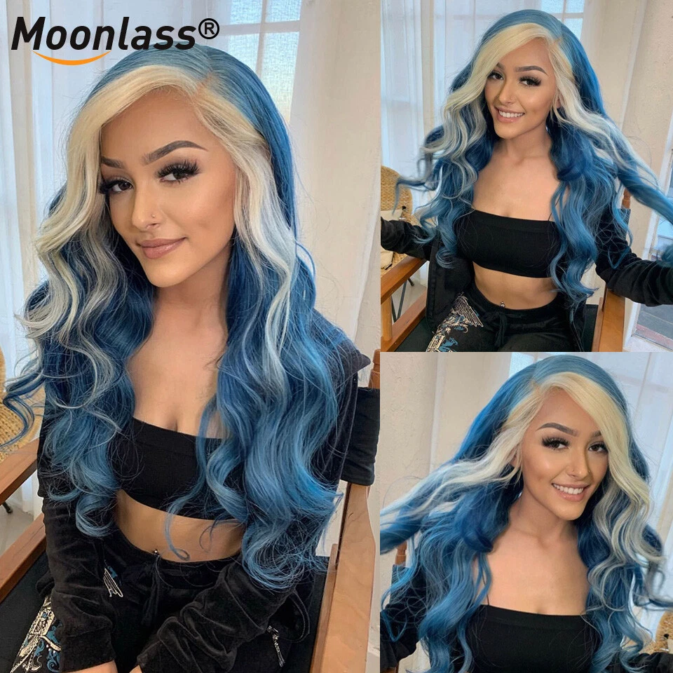 Blue and clearance blonde wig