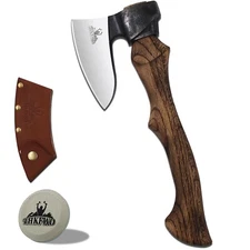 Camping Axes and Hatchets - 14" Forged Carving Axe with Leather Sheath, Survi...