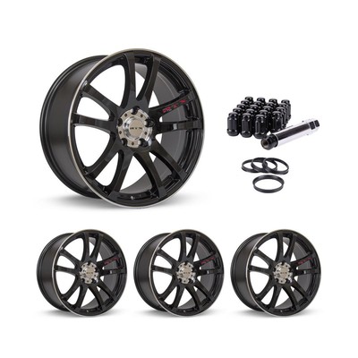 Wheel Rims Set with Black Lug Nuts Kit for 01-23 Kia Rio P817264 15 inch