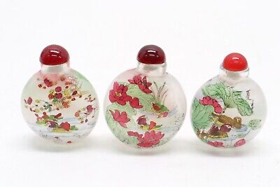 Buy 3pc Chinese Painted Fine Works Of Inside-Painting Glass Snuff Bottle #86