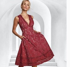 LULUS Kiss Kiss Burgundy Lace Sleeveless Dress (Size S)