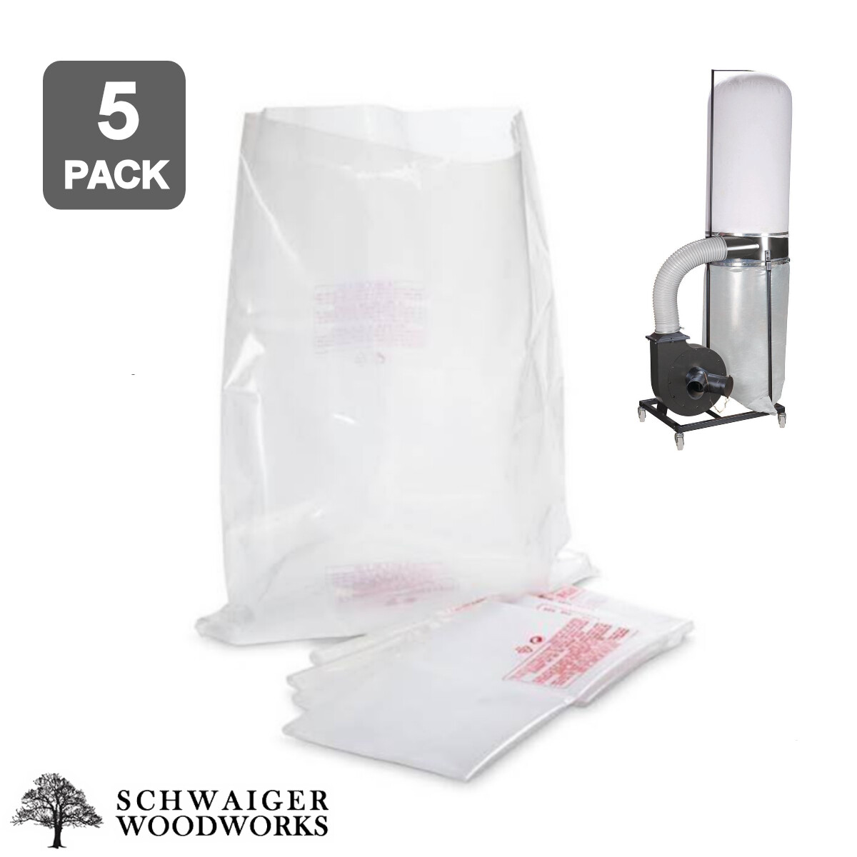 Harbor Freight Central Machinery 97869 / 61790 Plastic Dust Collector Bags (5)