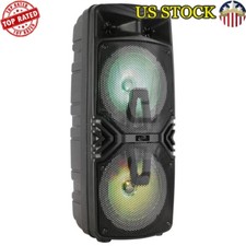 Bluetooth Tailgate Speaker FM Radio LED Lights Portable W/ USB SD Card Handle