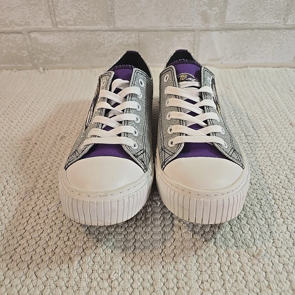 Foco NFL Baltimore Ravens Glitter Low-top Canvas Sneaker Shoes Women's Size 10 - Image 3 of 4