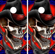 C31 Skull Cowboy Cornhole Board Wrap LAMINATED Wraps Decals Vinyl Sticker