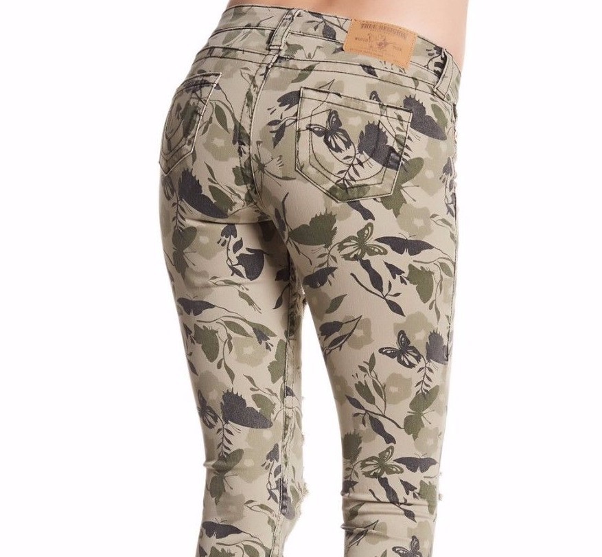 $199 NWT TRUE RELIGION Sz27 SUPER SKINNY STRETCH JEANS GARDEN CAMO
