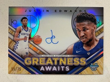JUSTIN EDWARDS 2023-24 Bowman Best University On Card Greatness AUTO 55/75