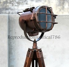 Nautical Studio Floor Lamp Tripod Searchlight Home Decor Spot Light Copper Lamp