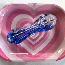 5" Kawaii Blue Glitter Star Collectible Hand Pipe – Durable Liquid Freezable