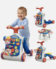 5-in-1 Baby Walker Activity Center Push Walker, Blue White Orange