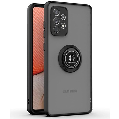 For Samsung Galaxy A72 5G Case Ring Kickstand Shockproof Cover with Glass Screen