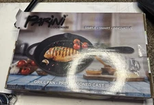Parini Grill Pan Cast Iron Cookware. Brand new in box. 10" Stovetop Black