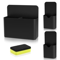 Magnetischer Stiftehalter Organizer Mit Whiteboard-Schwamm 3 StüCk Schwarz ABS