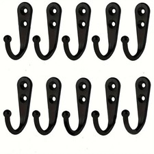 10x Coat Hooks Vintage Wall Mounted Cast Antique Hook Door Robe Clothes Hangings