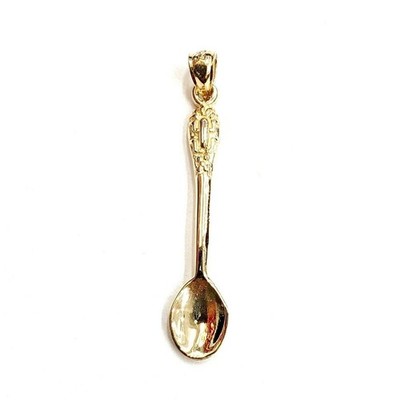 Neu 14k Gelbgold massiv 3D Löffel Anhänger Charm Geschenk feiner Schmuck 1,8g