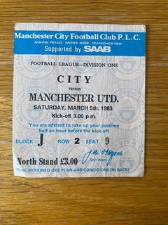 Ticket : Manchester City v Manchester United 5 March 1983
