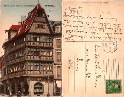 Altes Haus Maison Kammerzell Strassburg Postcard Postmarked 1912 Handwritten