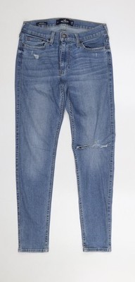 Hollister Damen Blau Super Skinny Stretch Jeans Größe 12 W30 L30