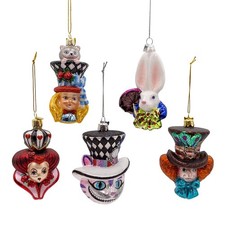Kurt Adler 4.5-5" Noble Gems    Glass Alice Characters Ornaments