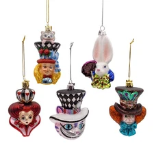 Kurt Adler 4.5-5" Noble Gems‚Ñ¢ Glass Alice Characters Ornaments