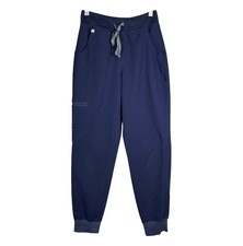 FIGS Women XS Navy Blue HW Zamora Jogger Side Zip Pocket Drawstring Scrub Pants