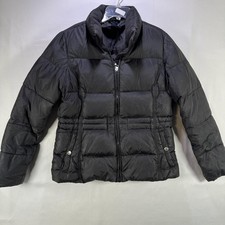 Lands End Puffer Jacket Kids Small 6-8 Black Down Full Zip Winter Coat